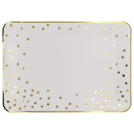 12 Packs: 2 ct. (24 total) 9" x 13" Gold Stars Paper Serving Trays by Celebrate It™